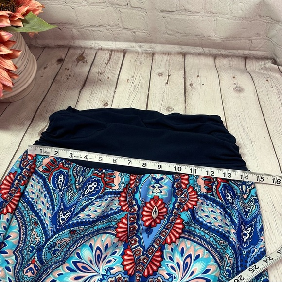 apt. 9 Bohemian Maxi Skirt bright Blue Red Patterns sz L classic beach travel - Picture 6 of 7